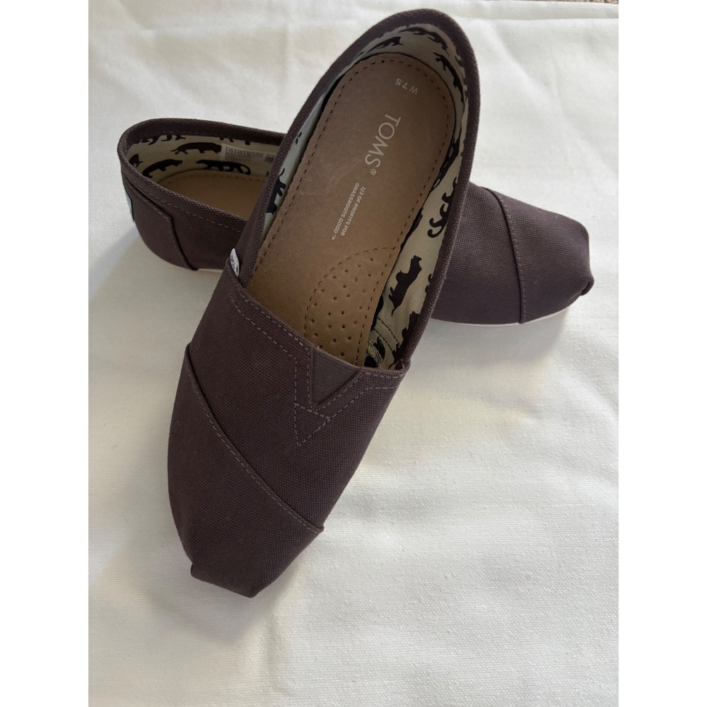 TOMS Classic Alpargata brown Canvas Slip On Flats Women size 7.5